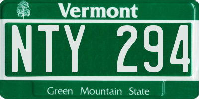 VT license plate NTY294