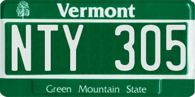VT license plate NTY305