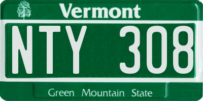VT license plate NTY308