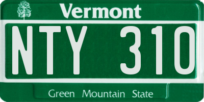 VT license plate NTY310