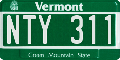 VT license plate NTY311