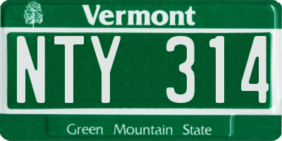 VT license plate NTY314