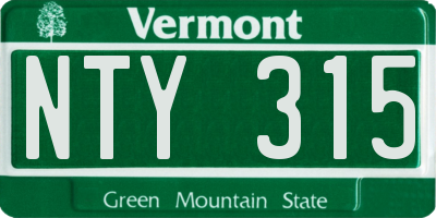 VT license plate NTY315
