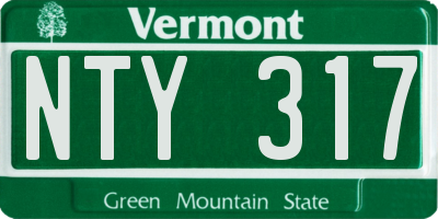 VT license plate NTY317