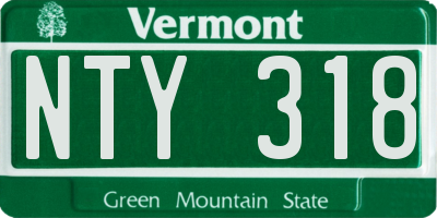 VT license plate NTY318