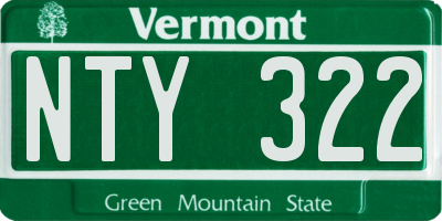 VT license plate NTY322