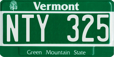 VT license plate NTY325