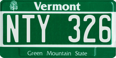 VT license plate NTY326