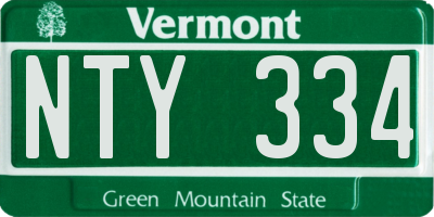 VT license plate NTY334