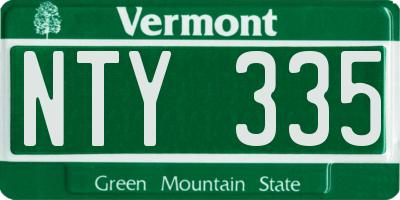 VT license plate NTY335
