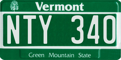VT license plate NTY340