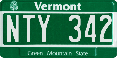 VT license plate NTY342