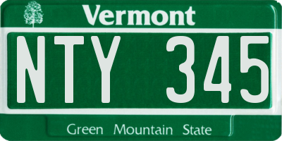 VT license plate NTY345