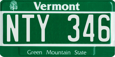 VT license plate NTY346
