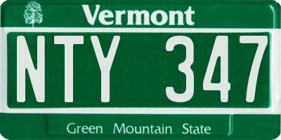 VT license plate NTY347