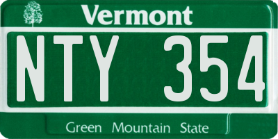 VT license plate NTY354