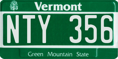 VT license plate NTY356