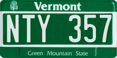 VT license plate NTY357