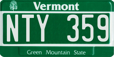 VT license plate NTY359