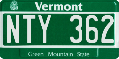 VT license plate NTY362