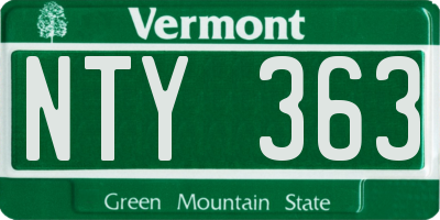 VT license plate NTY363
