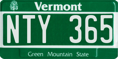 VT license plate NTY365