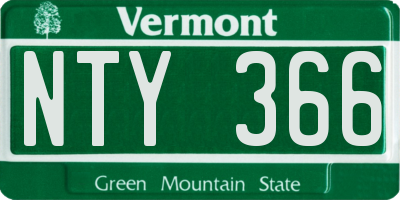 VT license plate NTY366