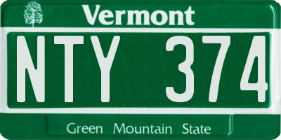 VT license plate NTY374