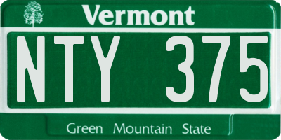VT license plate NTY375