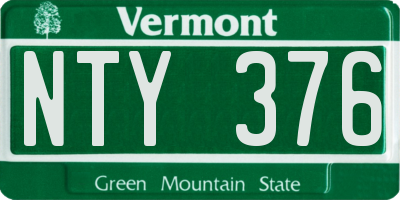 VT license plate NTY376