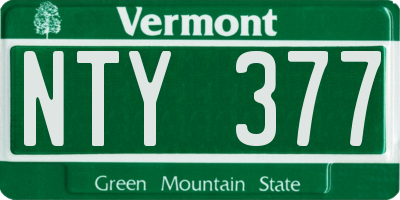 VT license plate NTY377