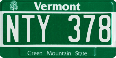 VT license plate NTY378