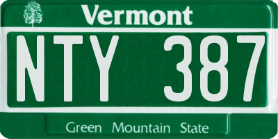 VT license plate NTY387