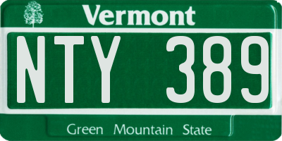 VT license plate NTY389