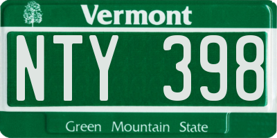 VT license plate NTY398