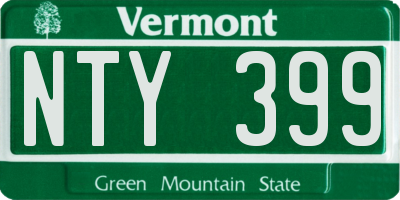 VT license plate NTY399