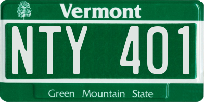 VT license plate NTY401