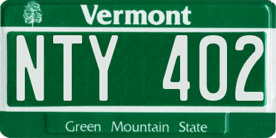 VT license plate NTY402