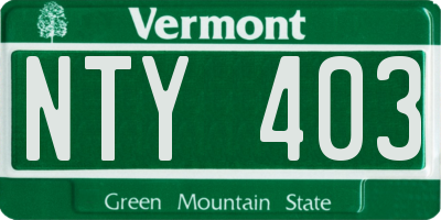 VT license plate NTY403