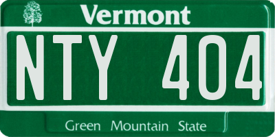 VT license plate NTY404