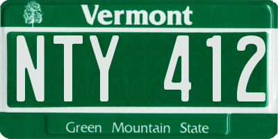 VT license plate NTY412