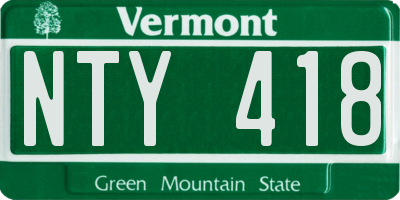 VT license plate NTY418