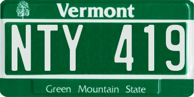 VT license plate NTY419