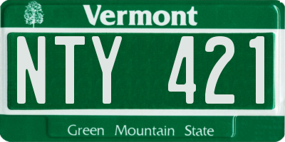 VT license plate NTY421