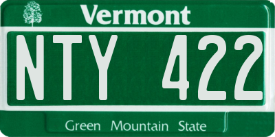VT license plate NTY422