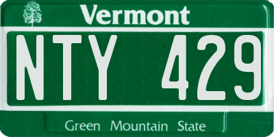 VT license plate NTY429