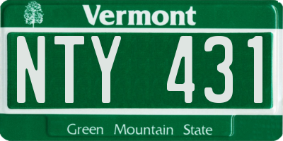 VT license plate NTY431