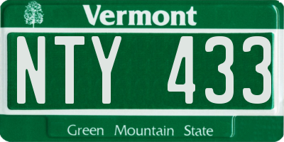 VT license plate NTY433