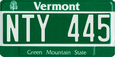VT license plate NTY445