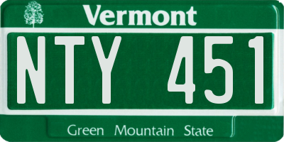 VT license plate NTY451